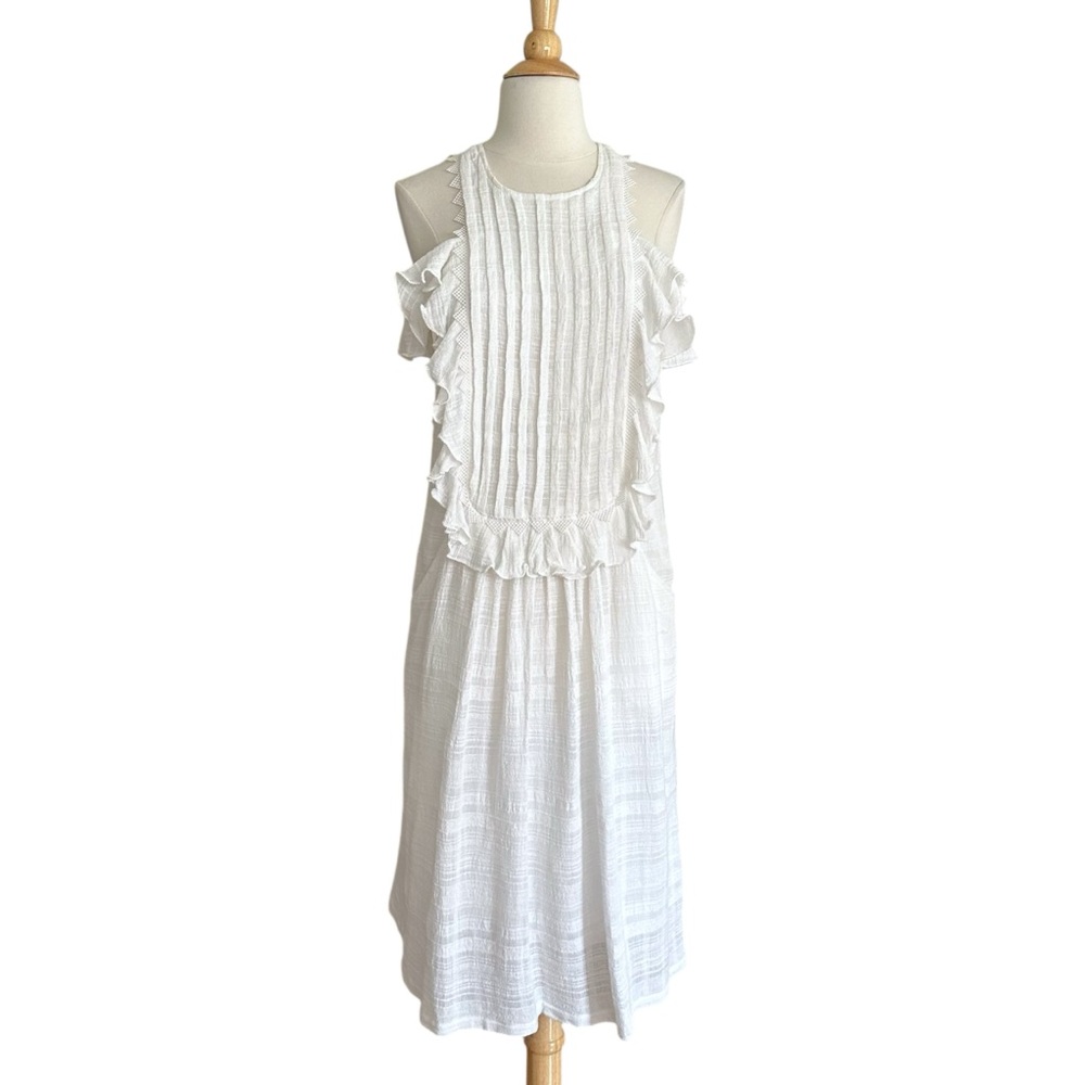 Chic White Ruffle Midi Dress